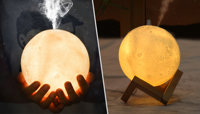 Flashingpineapple 2-in-1 USB Powered Moon Lamp Humidifier