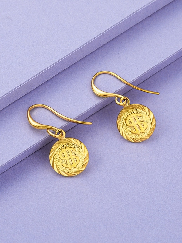 Zaful Weihnachtsgoldener Anhänger Ohrringe |