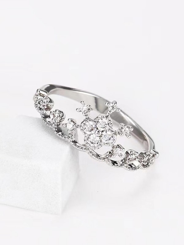 Zaful Crown Shape Rhinestone Ring | SILVER | US 8