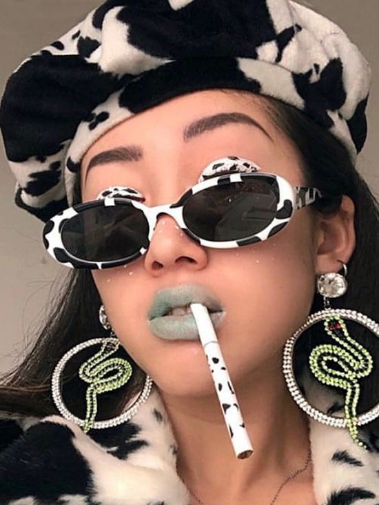 Zaful Kuhdruck Ovalrahmen Slim Sonnenbrillen |