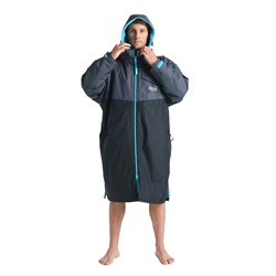 Robie Dry Series Recycled Long Sleeve Changing Robe Extra Large | Black, Charcoal & Blue Atoll