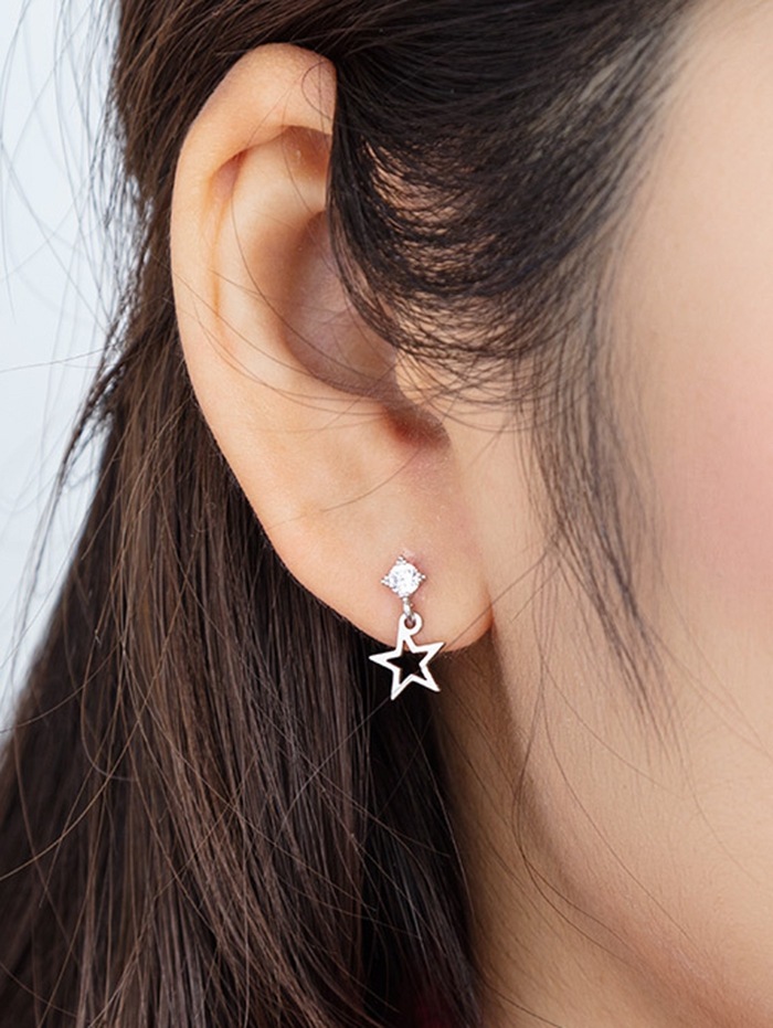 Zaful Hohlstern Anhänger Zirkon Stud Ohrringe |