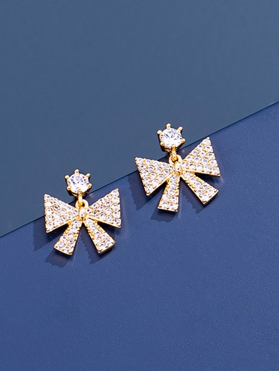 Zaful Bowknot Zircon-Stud-Tropfen-Ohrringe |