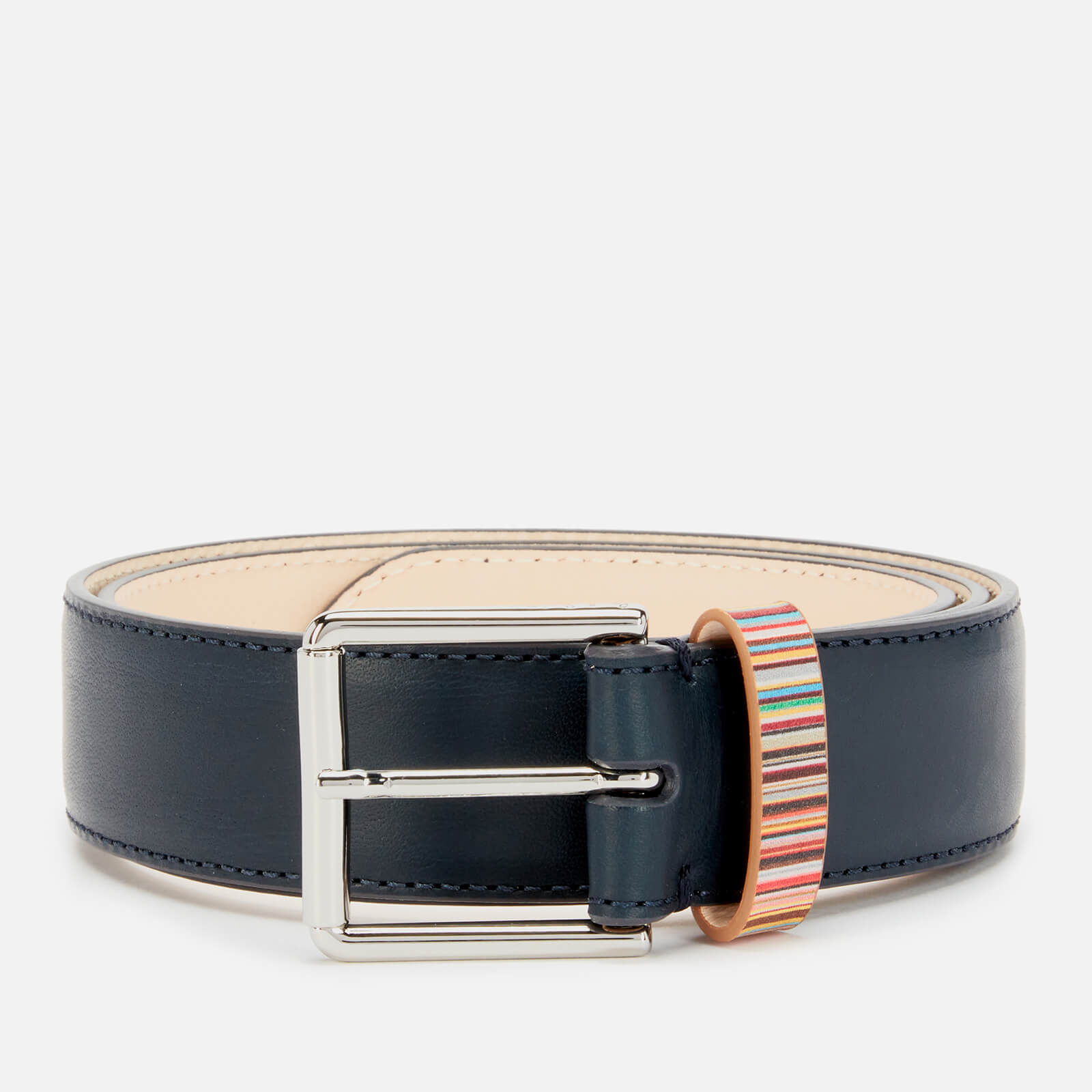 PS Paul Smith Men's Signature Stripe Keeper Leather Belt - Navy - W32