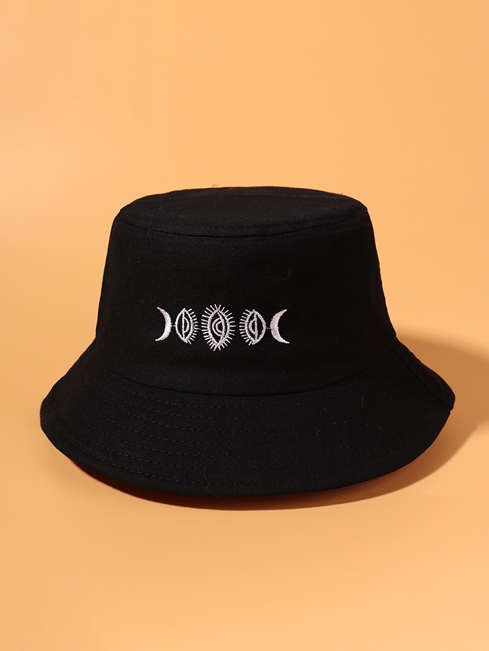 Zaful Mond Gestickter Bucket Hut |