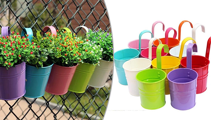EClife-Style Multicolour Metal Hanging Flower Pots - 5 or 10 Pots