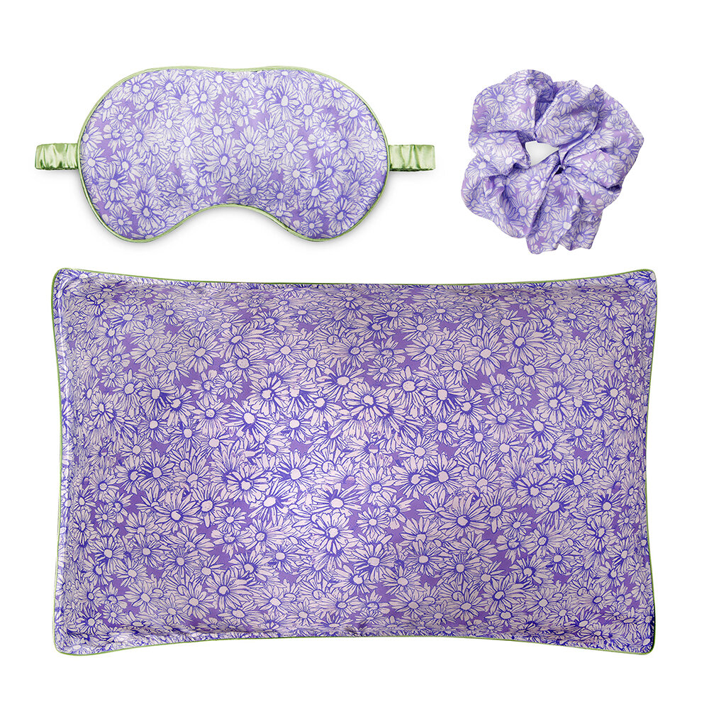 Jessica Russell Flint - Draw It Like A Daisy - Silk Scrunchie/Eye Mask/Pillowcase Set