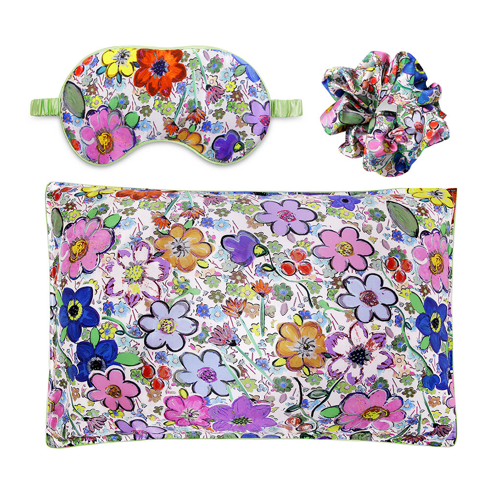 Jessica Russell Flint - Paint by Flora - Silk Scrunchie/Eye Mask/Pillowcase Set