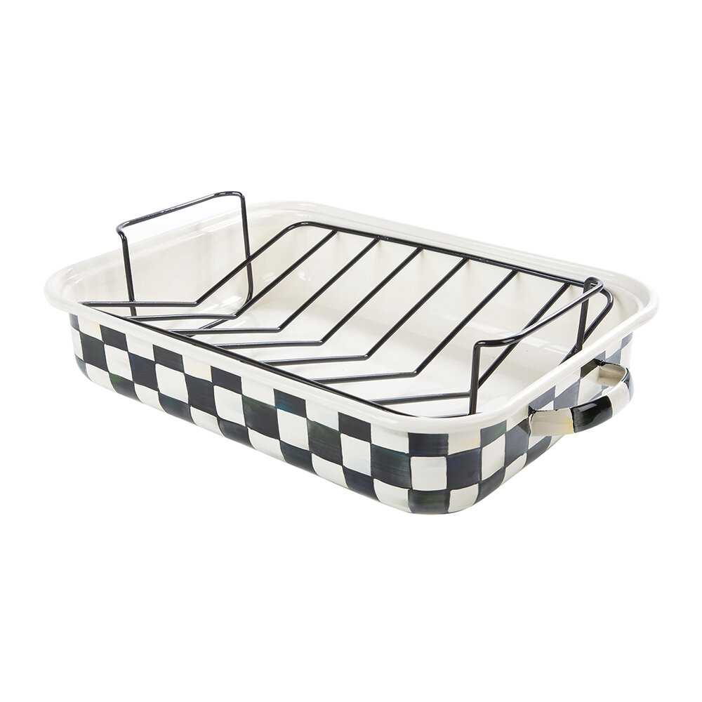 MacKenzie-Childs - Courtly Check Enamel Roasting Pan with Rack - Core