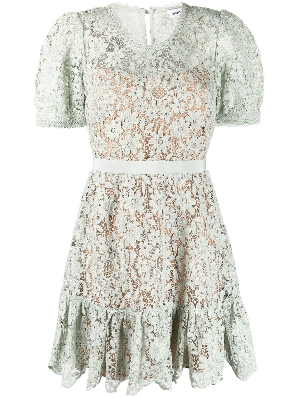 Self Portrait Women's Guipure Lace Mini Dress | 10 | Green
