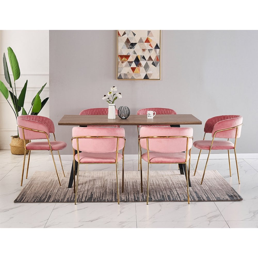 Atarah Rocco LUX Dining Set Colour: Dusky Pink, Pack: Set of 4, Table 