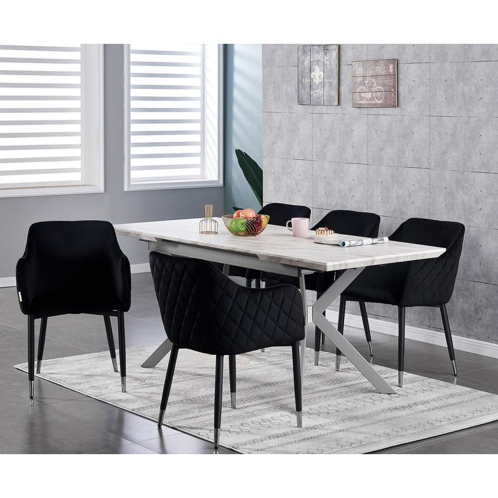 Verona Blaze LUX Dining Set Colour: Black, Pack: Set of 6, Table colou