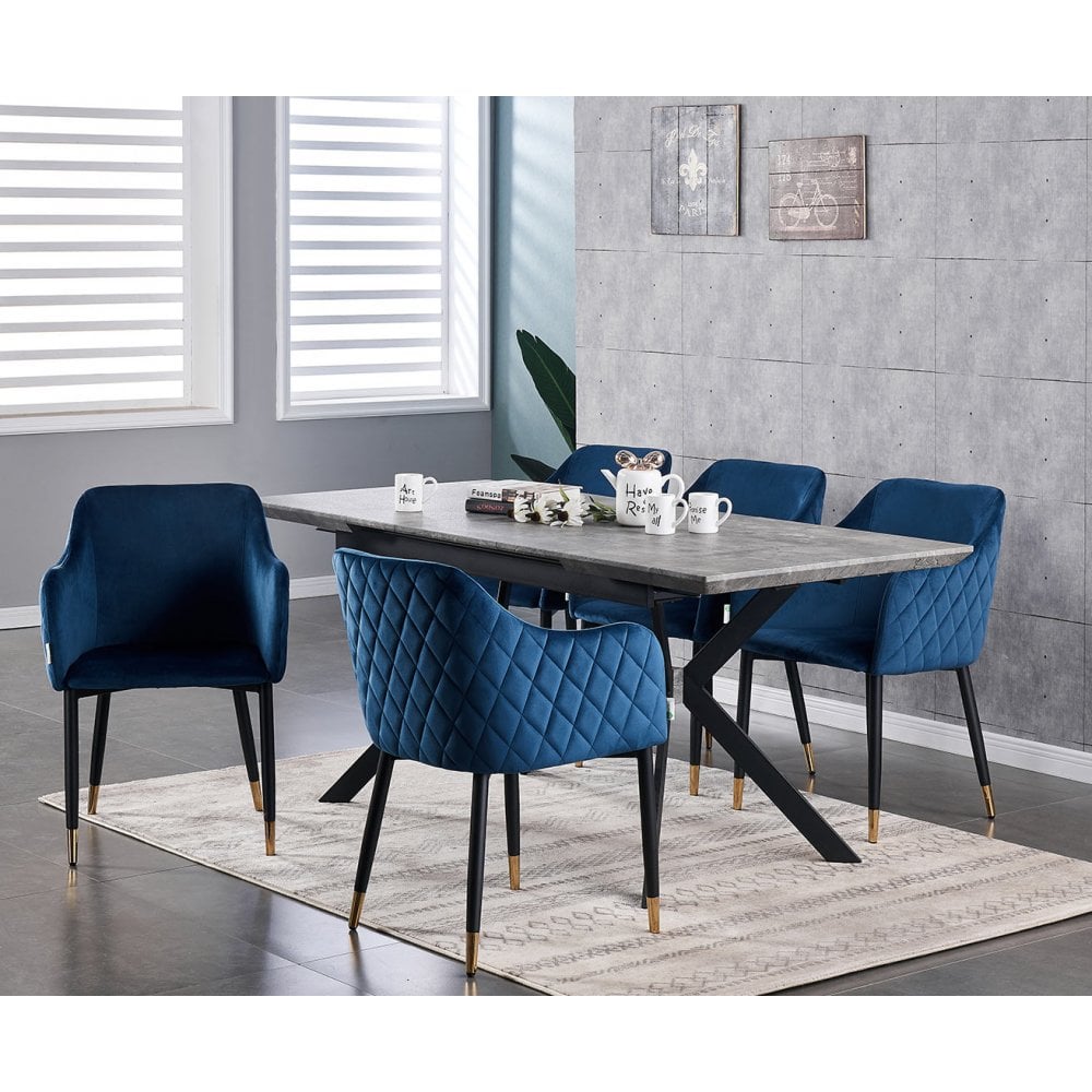 Verona Blaze LUX Dining Set Colour: Blue, Pack: Set of 4, Table colour