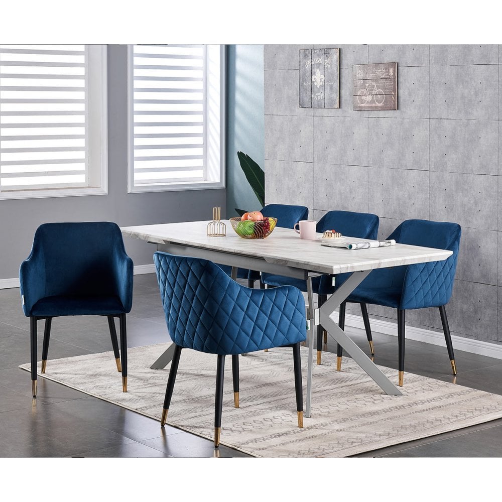 Verona Blaze LUX Dining Set Colour: Blue, Pack: Set of 4, Table colour