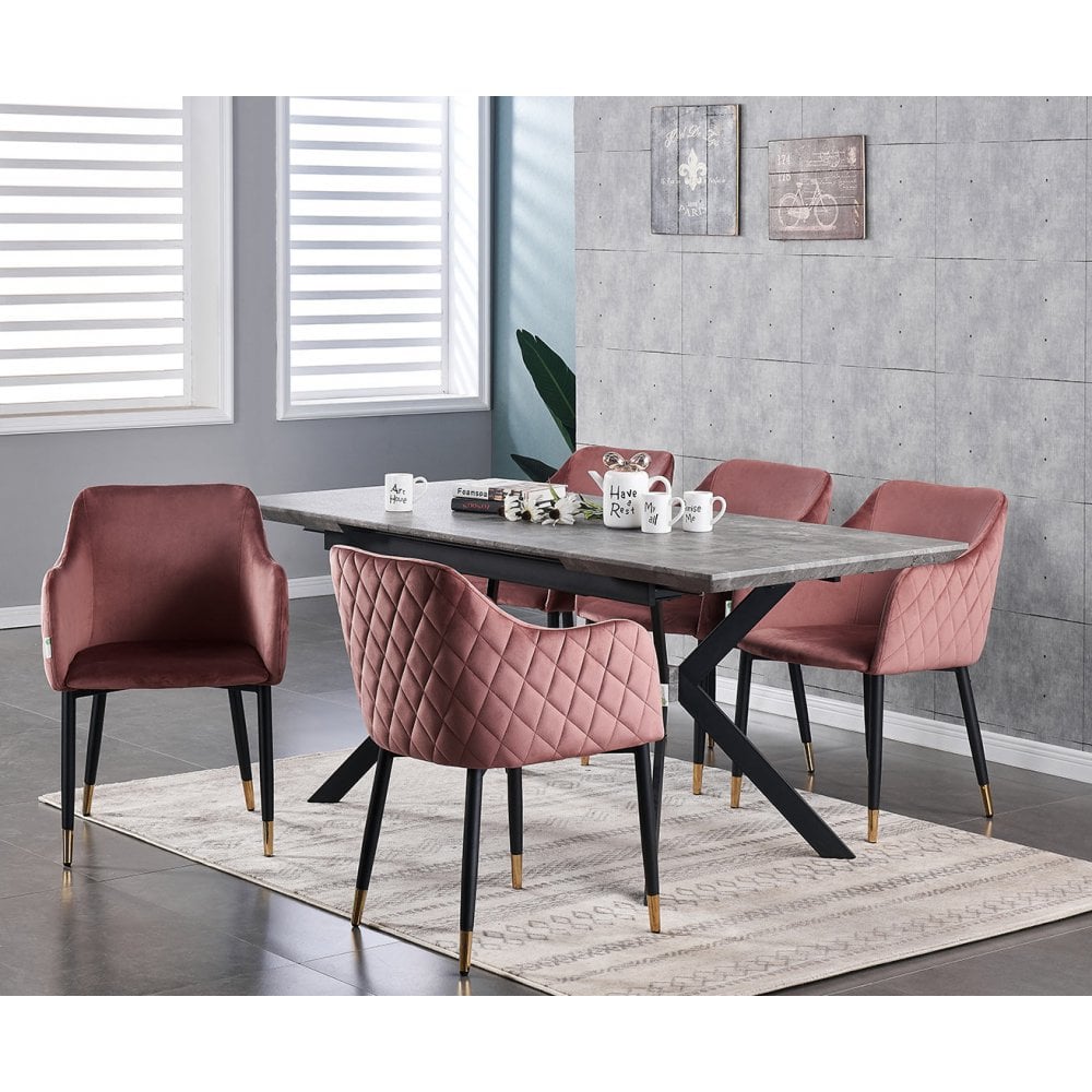 Verona Blaze LUX Dining Set Colour: Dusky Pink, Pack: Set of 4, Table 