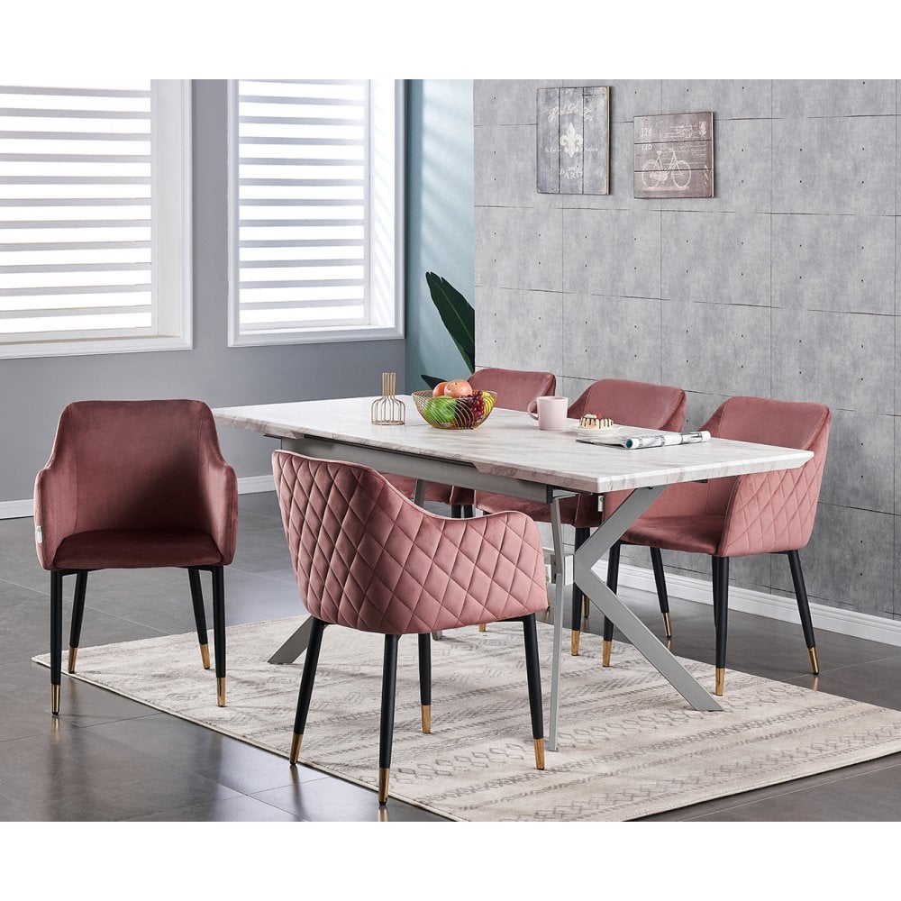 Verona Blaze LUX Dining Set Colour: Dusky Pink, Pack: Set of 4, Table 