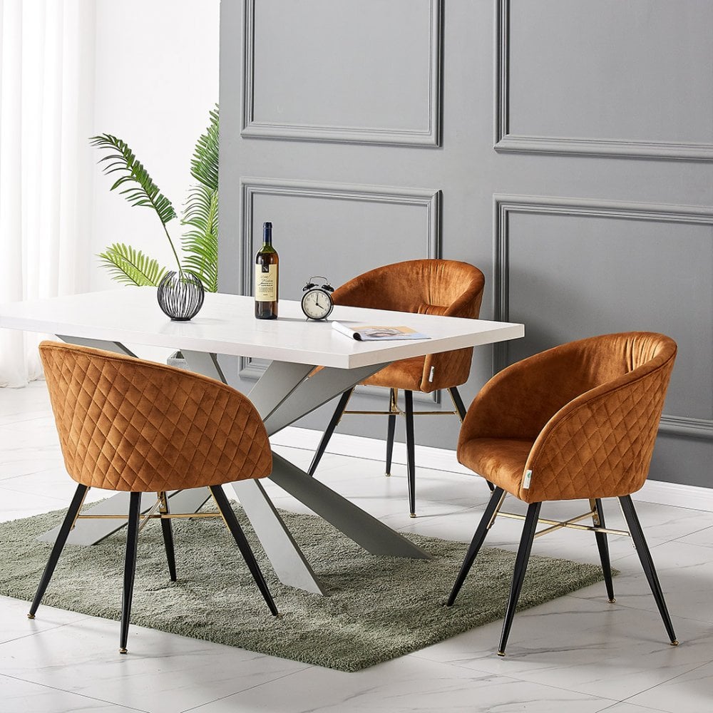 Vittorio Duke LUX dining set Colour: Golden Tan, Pack: Set of 4, Table