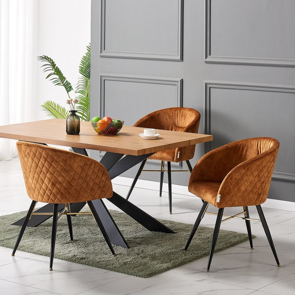 Vittorio Duke LUX dining set Colour: Golden Tan, Pack: Set of 4, Table