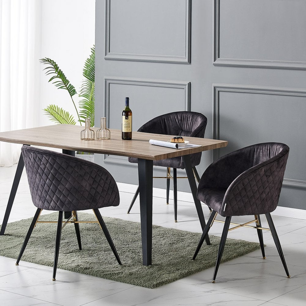 Vittorio Rocco LUX Dining Set Colour: Black, Pack: Set of 6, Table col