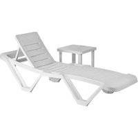 Resol 2 Piece Master Sun Lounger & Side Table Set | White