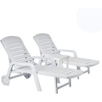 Resol 3 Piece Palamos Sun Lounger & Side Table Set | White