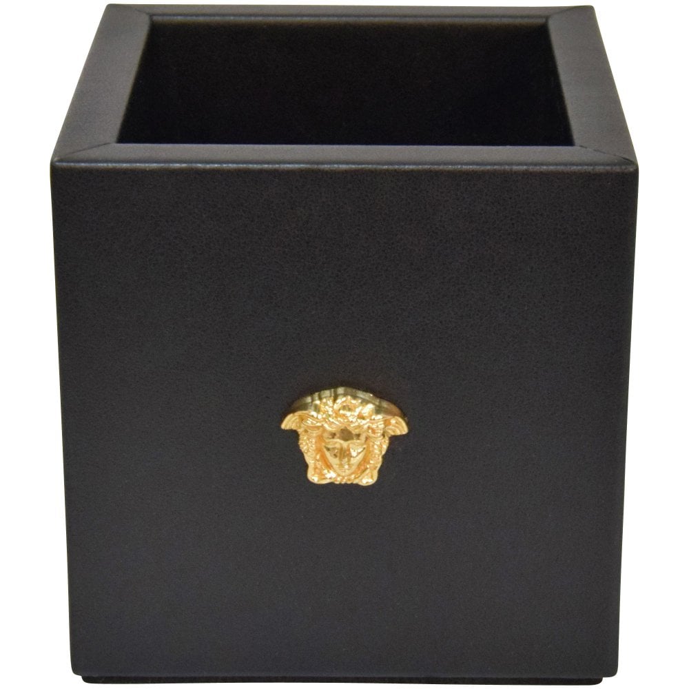 VERSACE Men's Black Leather Pen Holder | Black | OSZ
