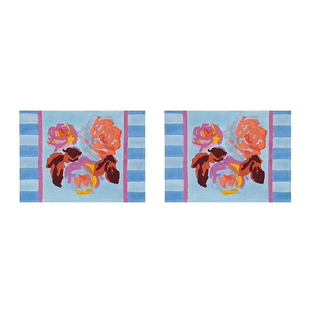 Lisa Corti - Bunch Of Roses Placemat - Blue - Set of 2