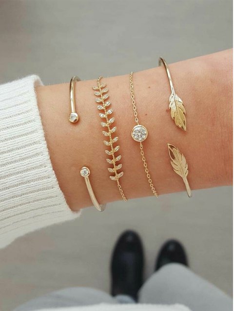 Leaf Shape Bracelets Set