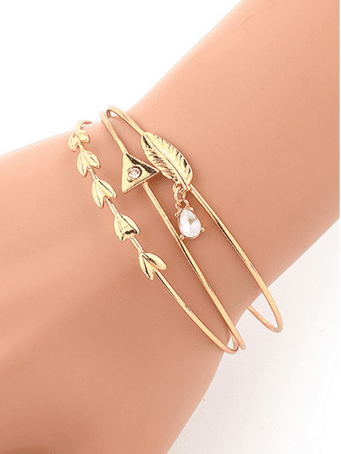 Leaf Shape Rhinestone Charm Bracelets Set
