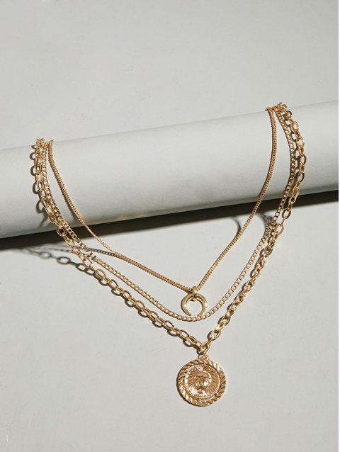 Moon Pendant Multi-Layer Necklaces