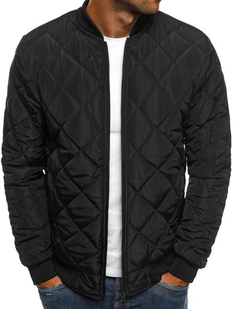 Men's Quilted Ribbed Detail Bomber Jacket