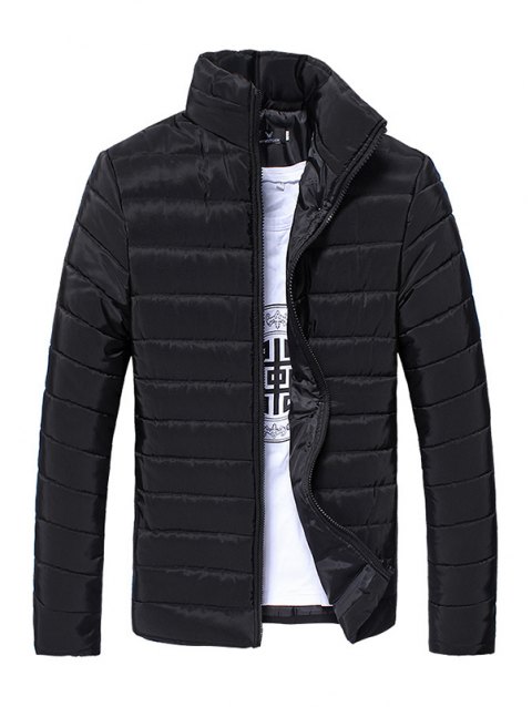 Men's Stand-up Collar Zip Front Puffer Jacket