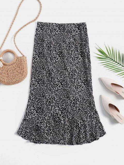 Animal Print High Rise Midi Skirt