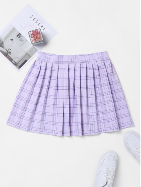 Plaid Pleated Mini Skirt