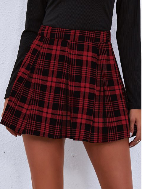 Plaid Pleated Mini Skirt