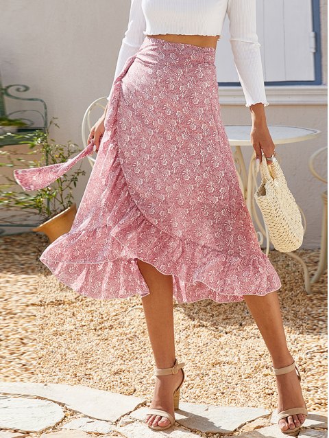 Floral Print Split Maxi Skirt