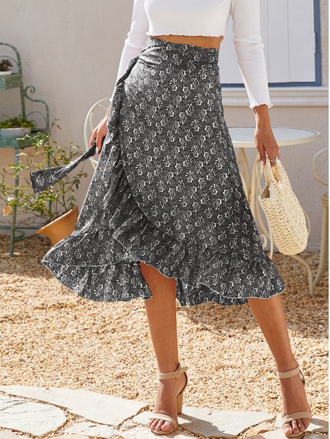 Floral Print Split Maxi Skirt