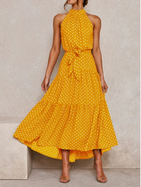 Floral Print Halter Boho Maxi Dress