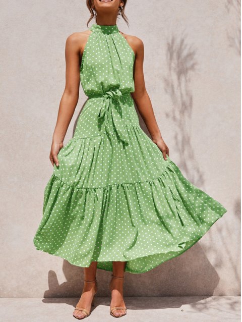 Floral Print Halter Boho Maxi Dress