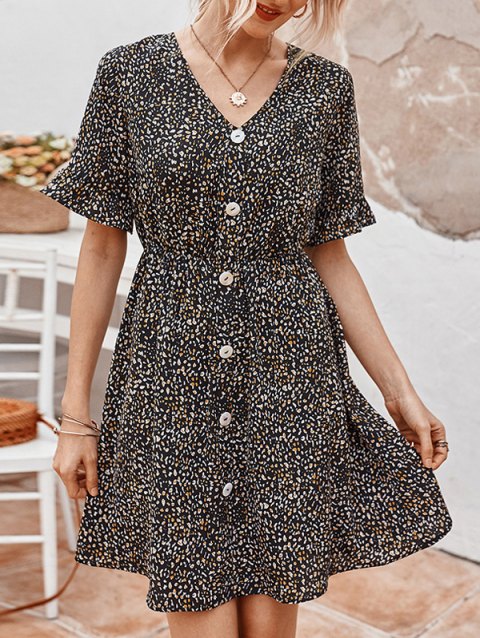 Animal Print Short Sleeve Mini Dress