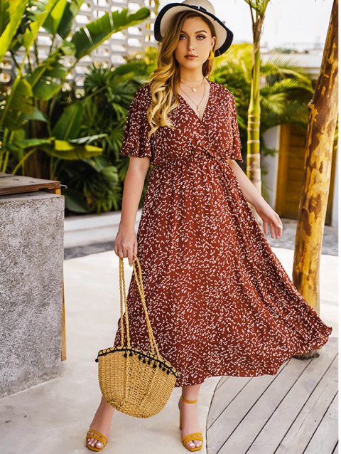 Plus Size Bohemian Floral Maxi Dress