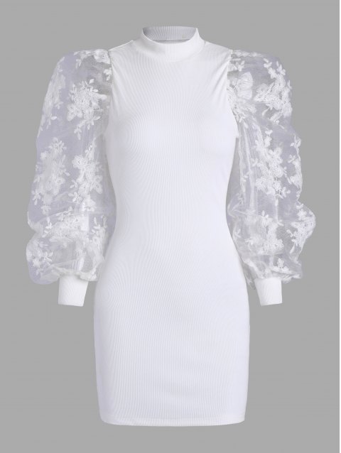 Sheer Ribbed Bodycon Dress