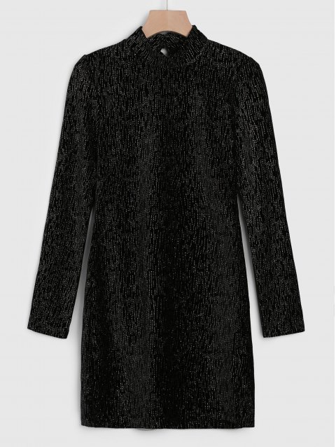 Glitter Mock Collar Bodycon Dress