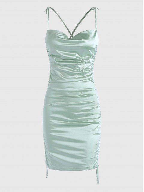 Straps Crisscross Ruched Bodycon Dress