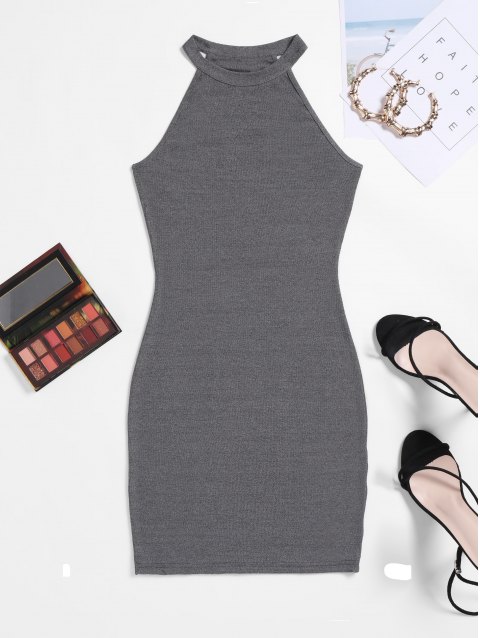 Solid Sleeveless Knit Bodycon Dress