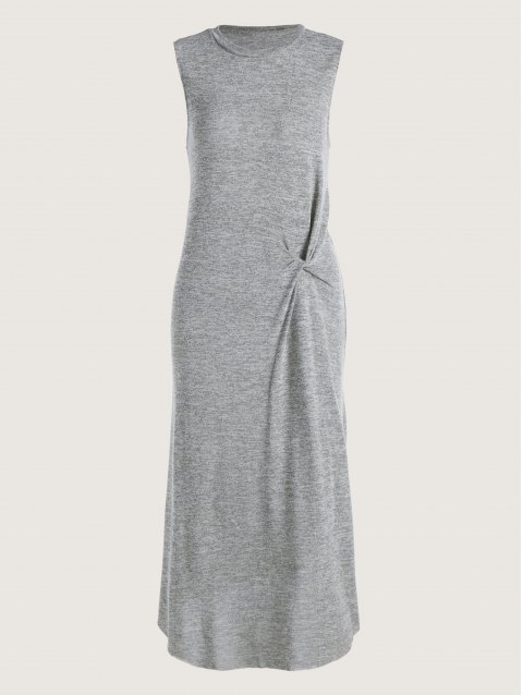 Solid Twist Side Sleeveless Maxi Dress