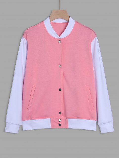 Preppy Color Block Bomber Jacket