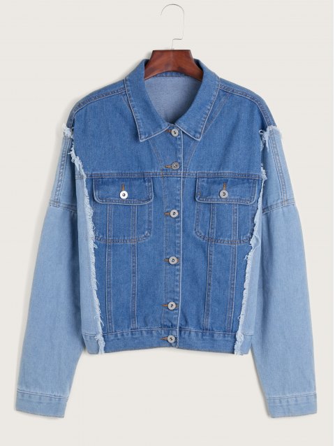 Distressed Patchwork Denim Jacket
