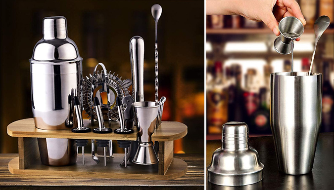 Magic Trend 16-Piece Pro Cocktail Shaker Set & Stand