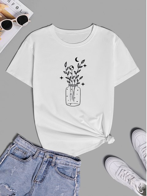 Vase Graphic Round Neck Tee